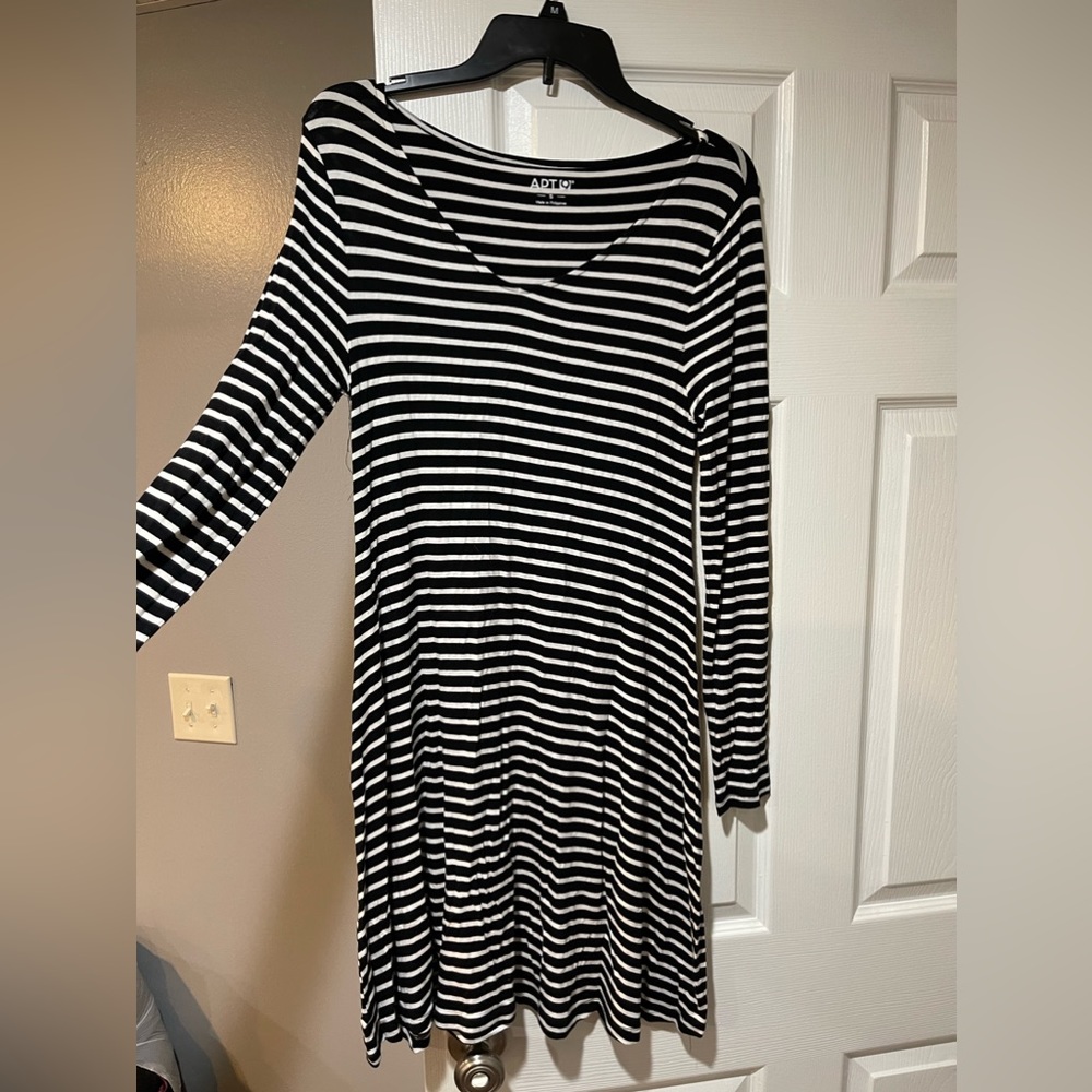 Black and white striped dress